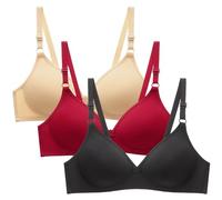 Keepink Bras for Women Multipack, 3PC Comfort Bras for Women UK Firm Support Small Breast Push Up Bras Non Wired Minimiser Bras Seeless Wireless Bralettes Everyday