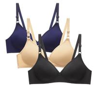 Keepink Bras for Women Multipack, 3PC Comfort Bras for Women UK Firm Support Small Breast Push Up Bras Non Wired Minimiser Bras Seeless Wireless Bralettes Everyday