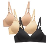 Keepink Bras for Women Multipack, 3PC Comfort Bras for Women UK Firm Support Small Breast Push Up Bras Non Wired Minimiser Bras Seeless Wireless Bralettes Everyday