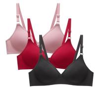 Keepink Bras for Women Multipack, 3PC Comfort Bras for Women UK Firm Support Small Breast Push Up Bras Non Wired Minimiser Bras Seeless Wireless Bralettes Everyday