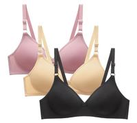 Keepink Bras for Women Multipack, 3PC Comfort Bras for Women UK Firm Support Small Breast Push Up Bras Non Wired Minimiser Bras Seeless Wireless Bralettes Everyday