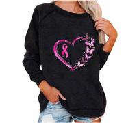 Keepink Breast Cancer Sweatshirt for Women Pink Ribbon Breast Cancer Awareness Pullover Long Sleeve Shirts Women In October We Wear Pink Print Breast Cancer Survivor Pullover
