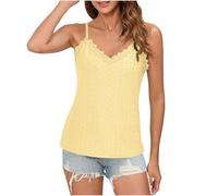 Keepink Camisole Tops for Women UK Embroidered Lace Trim Sleeveless Shirts Basic V-Neck Vest Tees Sexy Blouse Layering Essential Cami Top for Evening Outfits & Special Occasions