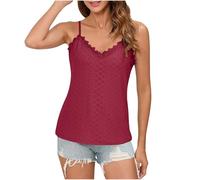 Keepink Camisole Tops for Women UK Embroidered Lace Trim Sleeveless Shirts Basic V-Neck Vest Tees Sexy Blouse Layering Essential Cami Top for Evening Outfits & Special Occasions