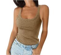 Keepink Camisole Tops for Women UK Summer Sleeveless Ribbed Tank Top Knit U Neck Fitted Contrast T Shirts Sexy Y2k Basic Shirts Casual Crop Blouses Going Out Tshirts Workout Gym Tees
