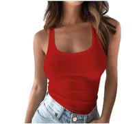 Keepink Camisole Tops for Women UK Summer Sleeveless Ribbed Tank Top Knit U Neck Fitted Contrast T Shirts Sexy Y2k Basic Shirts Casual Crop Blouses Going Out Tshirts Workout Gym Tees