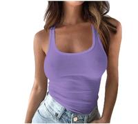 Keepink Camisole Tops for Women UK Summer Sleeveless Ribbed Tank Top Knit U Neck Fitted Contrast T Shirts Sexy Y2k Basic Shirts Casual Crop Blouses Going Out Tshirts Workout Gym Tees