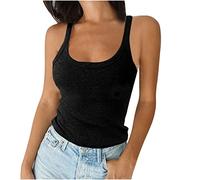 Keepink Camisole Tops for Women UK Summer Sleeveless Ribbed Tank Top Knit U Neck Fitted Contrast T Shirts Sexy Y2k Basic Shirts Casual Crop Blouses Going Out Tshirts Workout Gym Tees