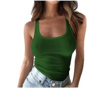 Keepink Camisole Tops for Women UK Summer Sleeveless Ribbed Tank Top Knit U Neck Fitted Contrast T Shirts Sexy Y2k Basic Shirts Casual Crop Blouses Going Out Tshirts Workout Gym Tees