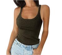 Keepink Camisole Tops for Women UK Summer Sleeveless Ribbed Tank Top Knit U Neck Fitted Contrast T Shirts Sexy Y2k Basic Shirts Casual Crop Blouses Going Out Tshirts Workout Gym Tees