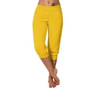 Keepink Capri Leggings for Women with Pockets Casual High Waist Elastic Cropped Trousers Slim Fitted Sweatpants Summer Athletic Gym Yoga Pant Travel Hiking Jogger Pants Sale