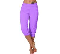 Keepink Capri Leggings for Women with Pockets Casual High Waist Elastic Cropped Trousers Slim Fitted Sweatpants Summer Athletic Gym Yoga Pant Travel Hiking Jogger Pants Sale