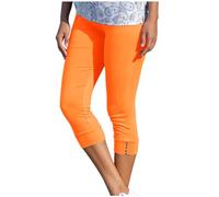 Keepink Capri Pants for Women Summer Casual Leggings Beach Holiday Lounge Joggers Solid Slim Fitting High Waisted Sweatpants Stretch Soft Comfy Cropped Trousers Yoga Gym Pants