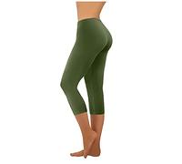Keepink Capri Yoga Pants for Women UK High Waist Tummy Control 3/4 Length Workout Cropped Leggings High Waisted Gym Running Leggings Tights Solid Color Sports Pants Activewear