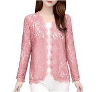 Keepink Cardigans for Women UK Open Front Waterfall Sheer Shrugs Lightweight Floral Lace Cardigan Plus Size Long Sleeve Outwear Ladies Tops Elegant Cover Up for Evening Dresses