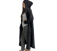 Keepink Cardigans for Women UK Plus Size 8-22 Chunky Knit Open Front Maxi Cardigan Longline Sweater Winter Hooded Coat with Pocket Oversized Hoodies Sweatshirt Outerwear