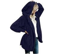 Keepink Cardigans for Women UK Sale Winter Fleece Jackets Solid Casual Long Hoodie Fluffy Fuzzy Sherpa Coats with Hood Autumn Winter Warm Overcoat Tops Ladies Outwear Plus Size 6/20