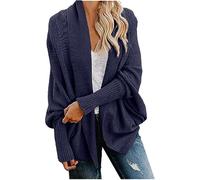 Keepink Cardigans for Women UK Women's Kimono Batwing Cable Knitted Slouchy Outwear Oversized Wrap Cardigan Sweater Chunky Knit Open Front Solid Color Coat Clearance