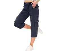 Keepink Cargo Trousers Women UK Straight Leg Crop Jogger Pants Drawstring Elasticated Waist Bottom Cotton Stretch Sweatpants with Pockets Womens Cropped Cargo Capri Trouser