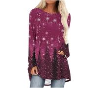 Keepink Christmas Jumper Women Oversized Longline Long Sleeve Tops Funny Wine Glass Jumpers Novelty Glitter Xmas Tree Graphic Sweatshirts Holiday Pullover Ladies Tunic Top for Leggings