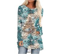 Keepink Christmas Jumper Women Oversized Longline Long Sleeve Tops Funny Wine Glass Jumpers Novelty Glitter Xmas Tree Graphic Sweatshirts Holiday Pullover Ladies Tunic Top for Leggings