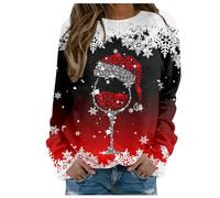 Keepink Christmas Jumpers for Women UK Crew Neck Long Sleeve Tops Xmas Tree Print Sweatshirt Cute Funny Pullover Sweater Holiday Lightweight Shirt Athletic Xmas Jumper S-3XL