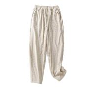 Keepink Cropped Trousers Women Solid Color High Waist Loose Wide Leg Corduroy Trousers Versatile Stylish Dailywear Casual Baggy Trousers Elastic Waist Pant with Pockets