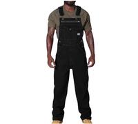 Keepink Denim Dungarees for Men UK Plus Size Long Pants Jeans Overalls Workwear Adjustable Strap Dungaree Mens Casual Sleeveless Rompers Suspender Playsuits Jumpsuits Pocket