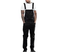 Keepink Denim Dungarees for Men UK Plus Size Long Pants Jeans Overalls Workwear Adjustable Strap Dungaree Mens Casual Sleeveless Rompers Suspender Playsuits Jumpsuits Pocket