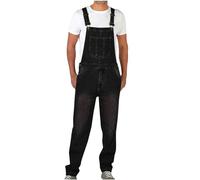 Keepink Denim Dungarees for Men UK Plus Size Long Pants Jeans Overalls Workwear Adjustable Strap Dungaree Mens Casual Sleeveless Rompers Suspender Playsuits Jumpsuits Pocket