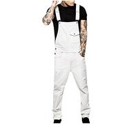 Keepink Denim Dungarees for Men UK Plus Size Long Pants Jeans Overalls Workwear Adjustable Strap Dungaree Mens Casual Sleeveless Rompers Suspender Playsuits Jumpsuits Pocket