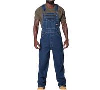 Keepink Denim Dungarees for Men UK Plus Size Long Pants Jeans Overalls Workwear Adjustable Strap Dungaree Mens Casual Sleeveless Rompers Suspender Playsuits Jumpsuits Pocket