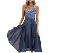 Keepink Dresses for Women UK Eleagnt Summer Sleeveless Dress Appliques Glitter Sequin Dress Long Formal Dress Cocktail Wedding Dress Homecoming Party Dress Plus Size Dresses 8-22