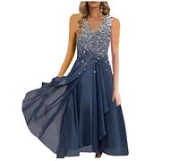 Keepink Dresses for Women UK Eleagnt Summer Sleeveless Dress Appliques Glitter Sequin Dress Long Formal Dress Cocktail Wedding Dress Homecoming Party Dress Plus Size Dresses 8-22