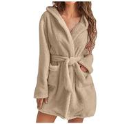 Keepink Dressing Gowns for Women UK Fluffy Bath Robes Ladies Teddy Flannel Fleece Hooded Dressing Gown Oversized Soft Plush Warm Robe Loungewear Cosy Bathrobe Gifts Clearance