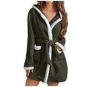 Keepink Dressing Gowns for Women UK Fluffy Fleece Faux Bathrobes Lightweight Hoodies Long Robes Long Sleeve Winter Warm Robe with Sashes & Pockets Sleepwear Dress Nightgown