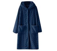 Keepink Dressing Gowns for Women UK Hooded Button Up Flannel Robe Bathrobe Thermal Long Housecoat Ladies Plush Fleece Warm Sleepwear Pajamas Nightgown Thick Winter Wrap Warm Cover Up