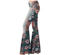 Keepink Flared Jeans Pants for Women UK Clearance Fashion Low Waist Denim Loose Pocket Lace Patchwork Pants Stretch Cow Jeans Pants Ladies Full Length Smart Trousers