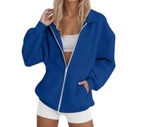 Keepink Fleece Jacket Women Zip Front Sweatshirt Without Hood Plain Collared Tops Autumn Winter Coat Light Weight Outwear Casual Modern Cover Up for Gym Sports School Running