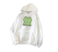 Keepink Frog Hoodie Girls Cute Graphic Oversized Hoodies Women Sweatshirt Cosplay Costume Long Sleeve Fleece Pullover Jumpers Casual Hooded Top with Pocket Fun Cartoon Comfy Blouse