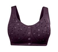 Keepink Front Fastening Bras for Women UK Plus Size No Wire Unlined Bra Front Button Bras Soft Comfort Bralettes Wiredless Support Bras Gather Everyday Bra Large Busts Sleep Bras