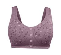 Keepink Front Fastening Bras for Women UK Plus Size No Wire Unlined Bra Front Button Bras Soft Comfort Bralettes Wiredless Support Bras Gather Everyday Bra Large Busts Sleep Bras