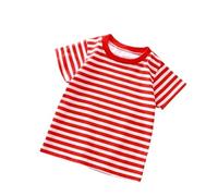 Keepink Girls Boys T Shirts Kids Striped T-Shirt Short Sleeve Cotton Top Unisex Casual Summer Tee Soft Trendy Tshirts Comfortable Loose Tops for School PE and Everyday Sale