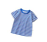 Keepink Girls Boys T Shirts Kids Striped T-Shirt Short Sleeve Cotton Top Unisex Casual Summer Tee Soft Trendy Tshirts Comfortable Loose Tops for School PE and Everyday Sale