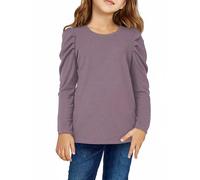 Keepink Girls Long Sleeve Tops Cute Ruffled Sleeve Casual Tunic Top Teen Girl Jumpers Solid Crewneck Pullover Loose Soft Blouse Shirts Kids Girl's T Shirts Sweatshirts Age 3-14 Years