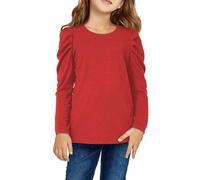 Keepink Girls Long Sleeve Tops Cute Ruffled Sleeve Casual Tunic Top Teen Girl Jumpers Solid Crewneck Pullover Loose Soft Blouse Shirts Kids Girl's T Shirts Sweatshirts Age 3-14 Years