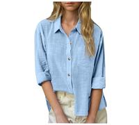 Keepink Girls Shirts 5-14 Years Girls Boys Collar Long Sleeve Button Down Blouse Plain Oversized Cotton Linen Tops Chlid Teens Formal School Uniform Shirt Casual Tunic Top T Shirts
