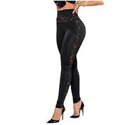 Keepink Gym Leggings Womens Sexy Lace Patchwork Yoga Pants Casual High Waist Skinny Jeggings Trousers Tummy Control Legging Sports Running Fitness Workout Tights Pant Streetwear