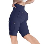 Keepink Gym Shorts for Women Running Scrunch Bums High Waisted Tummy Control Pockets Stretch Cargo Knee Length Workout Short Casual Work Sports Jogging Outdoor Summer Wear