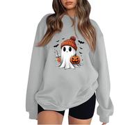 Keepink Halloween Sweatshirts for Women UK Cute Ghost Graphic Long Sleeve Jumpers Crewneck Pumpkin Spooky Season Sweaters Trendy Loose Fit Casual Funny Top Cosy Festive Pullover